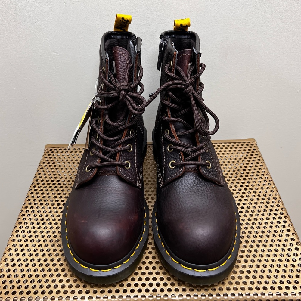 DR. MARTENS MAPLE LACE-UP WORK BOOTS - STEEL TOE